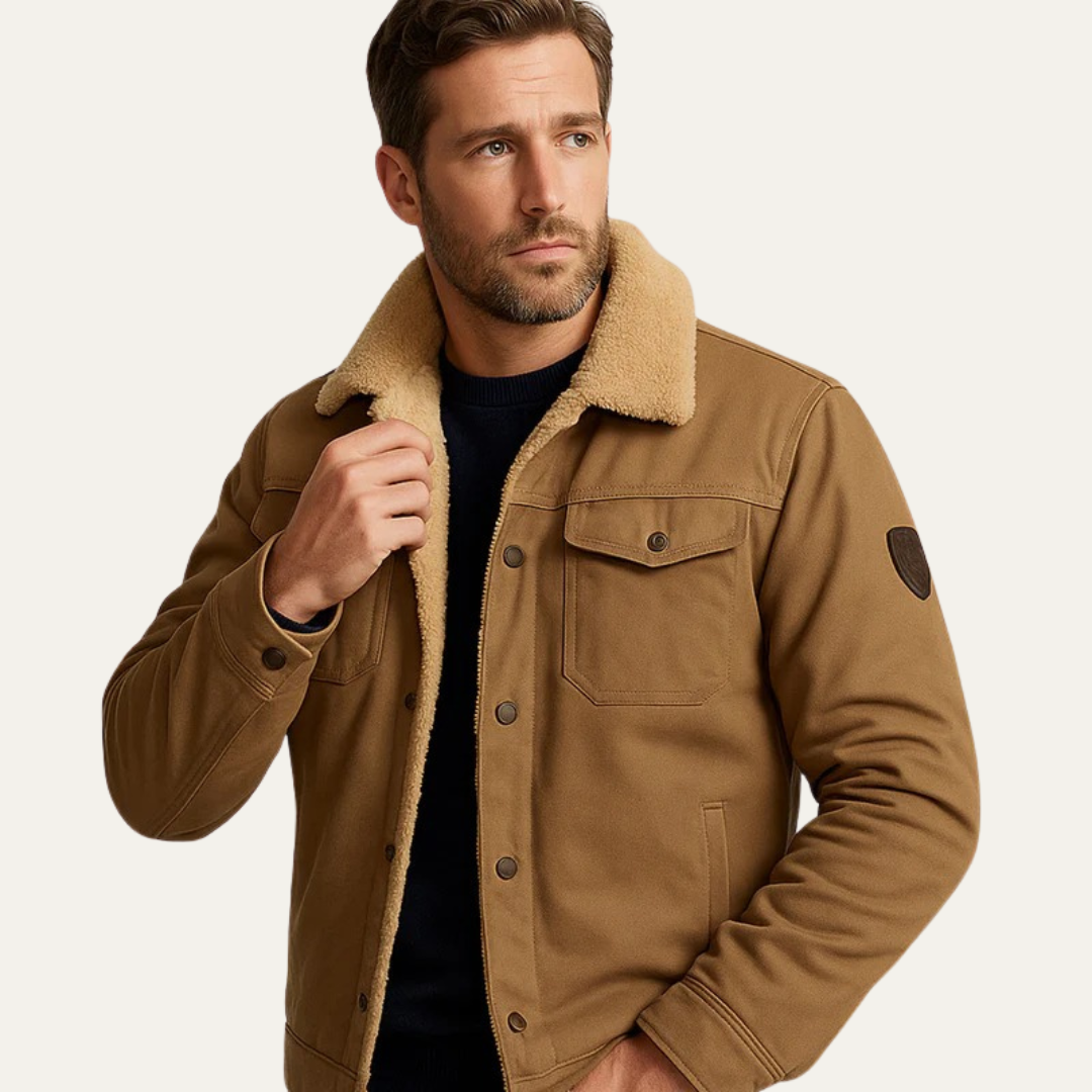Warm Synthetic Lined Zip Up Denim Jacket