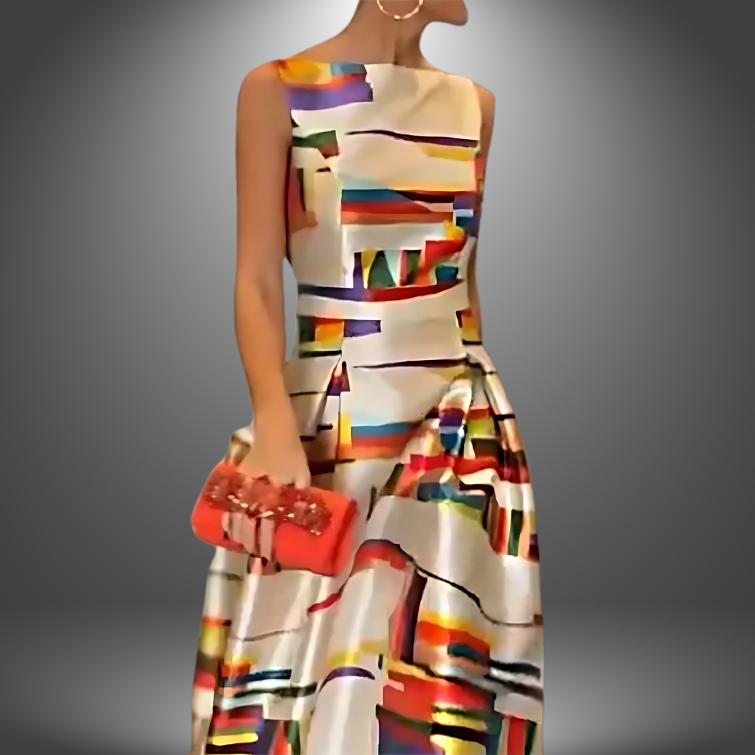 Trendy Geo Pattern Floor Length Dress
