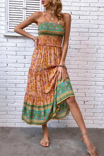 Vintage Floral Maxi Dress with Ruffles - OutfitLondon