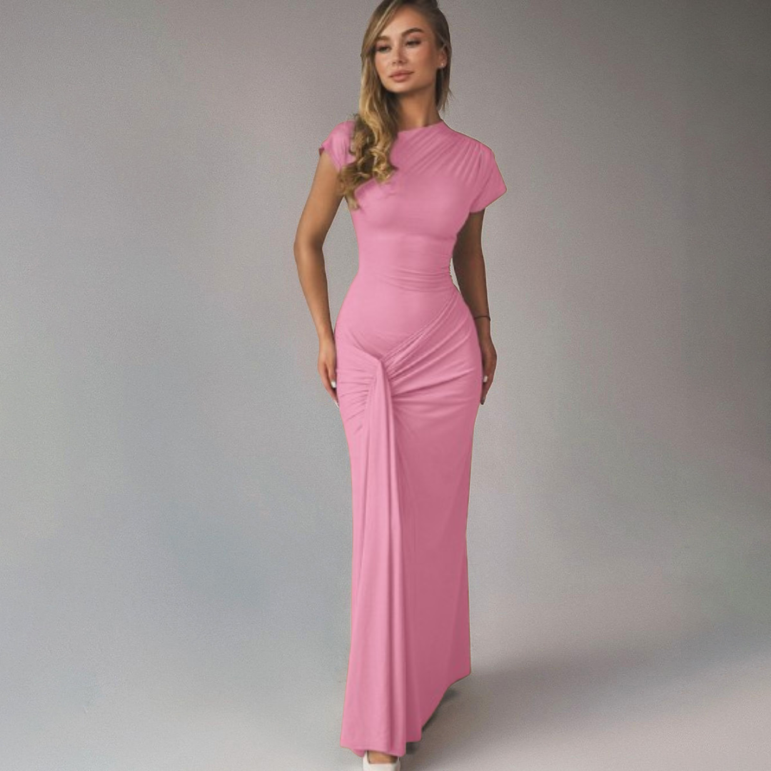 Chic Ruffled Fit and Flare Maxi Dress