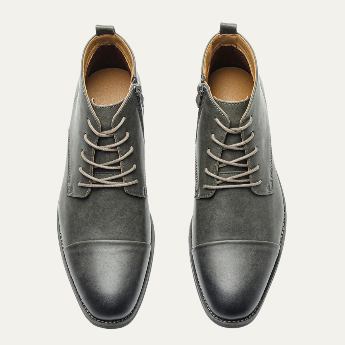 Stylish Men's Leather Zip Up Ankle Boots