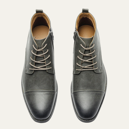 Stylish Men's Leather Zip Up Ankle Boots