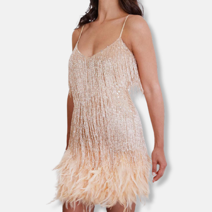 Glittering Beaded Mini Party Dress