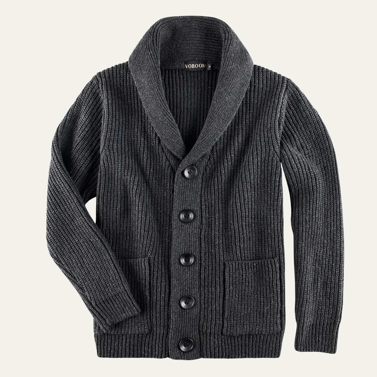 Thick Knit Crew Neck Mens Cardigan Sweater