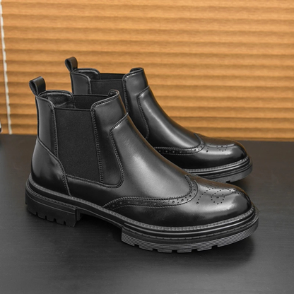 Classic Men's Leather Chelsea Boots with Grip Soles