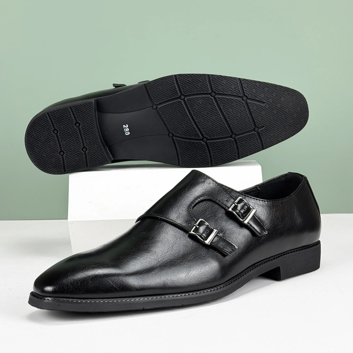 Classic Italian Leather Double Strap Dress Shoes
