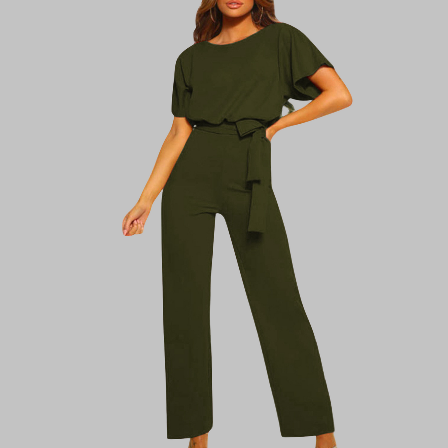 Relaxed Fit V Neck Batwing Jumpsuit