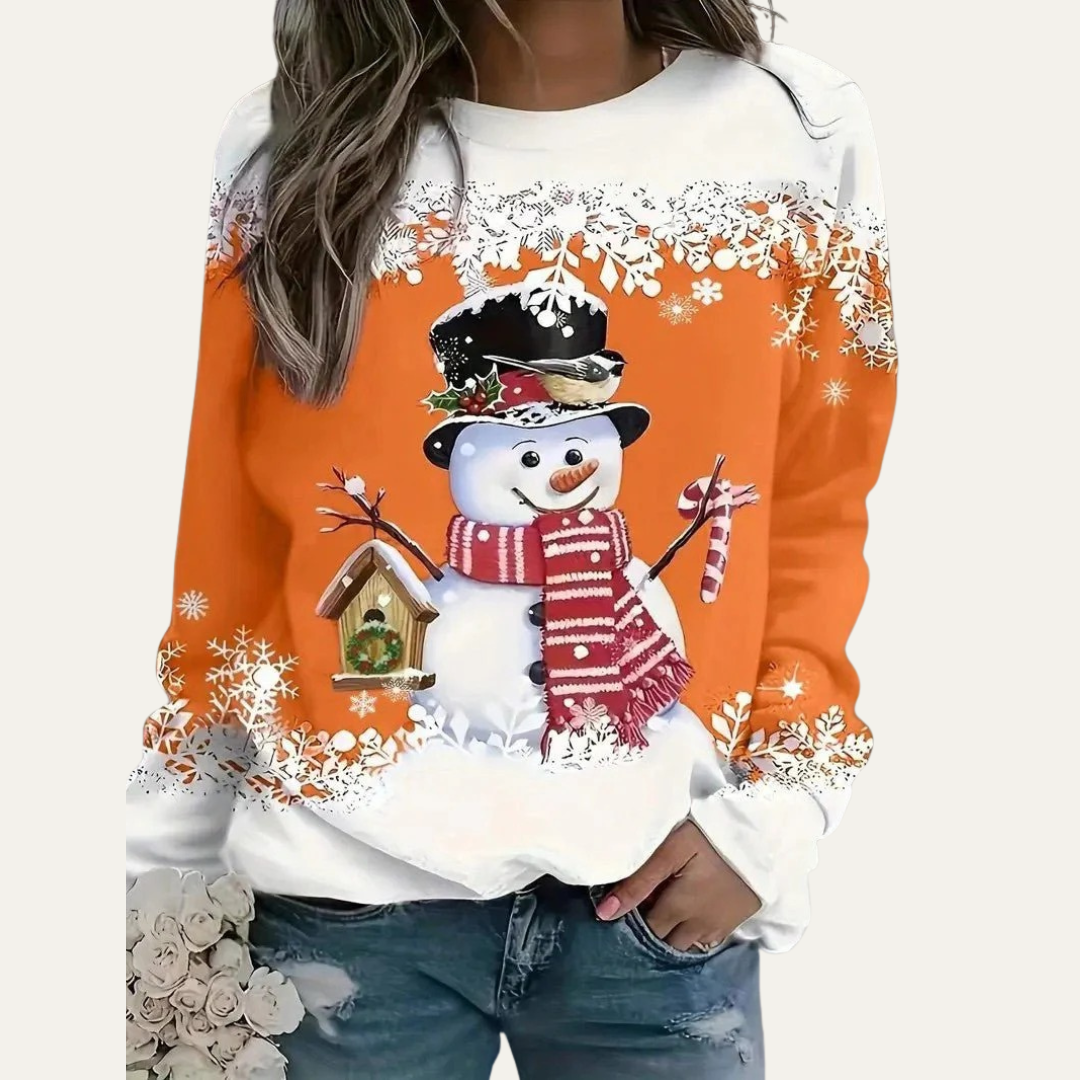 Fun Holiday Snowman Crew Neck Sweater
