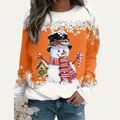 Fun Holiday Snowman Crew Neck Sweater