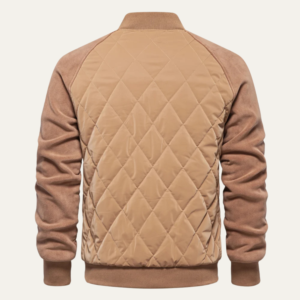 Warm Mens Quilted Patchwork Bomber Coat