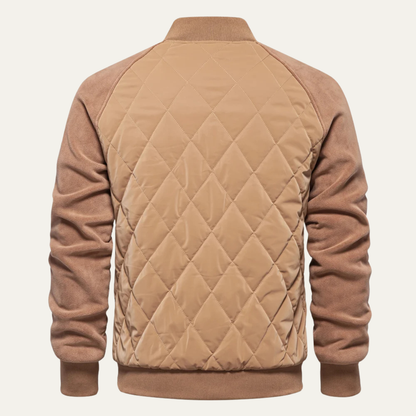 Warm Mens Quilted Patchwork Bomber Coat