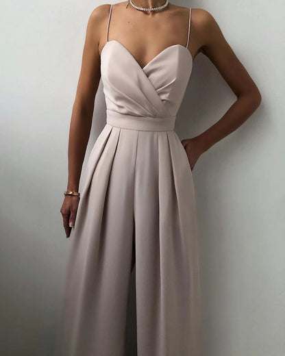 Women's Elegant V Neck Loose Jumpsuit