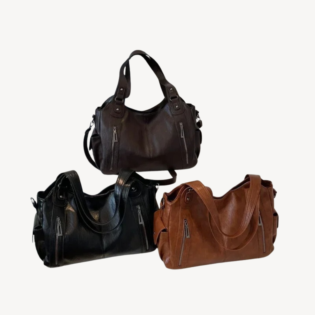 Ladies Large Zip Top Leather Handbag Tote