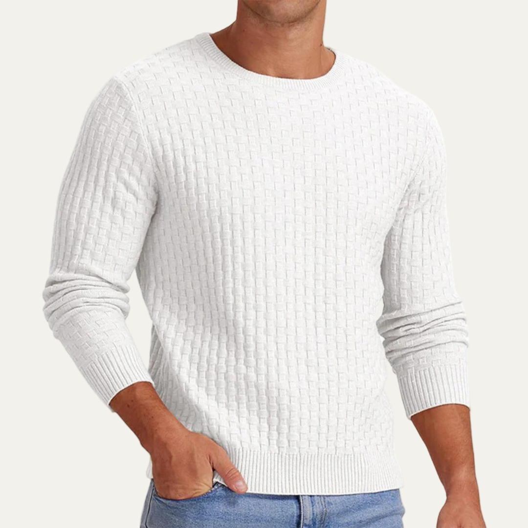 Men's Knit Pattern Crew Neck Sweater