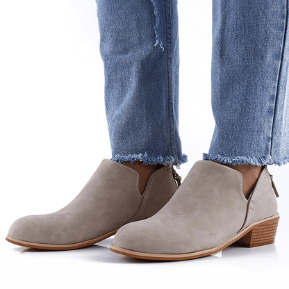 Women Orthopedic Ankle Boots Zipper Stacked Heel