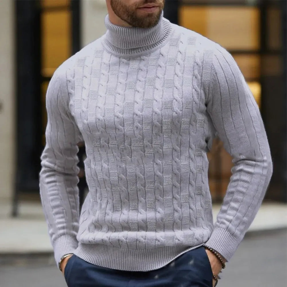 Warm Cable Knit Sweater with Fleece Lining for Men - OutfitLondon