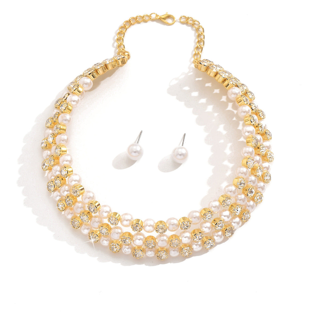 Women's Elegant Pearl Necklace and Earrings Set