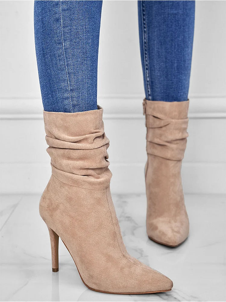 Chic Pointed Toe High Heel Booties - OutfitLondon