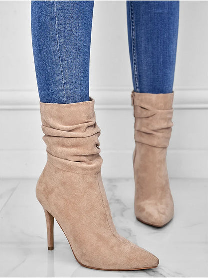 Chic Pointed Toe High Heel Booties - OutfitLondon