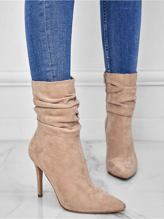 Chic Pointed Toe High Heel Booties - OutfitLondon