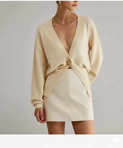 Women's Open Front Cardigan Sweater with Gold Buttons