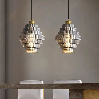 Elegant Multi-Level Gold Pendant Lamp