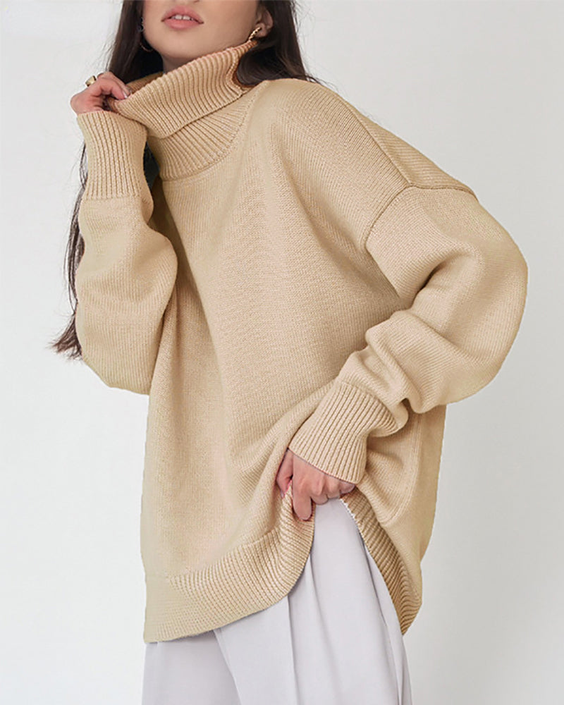 Ladies Warm Crew Neck Knit Sweater