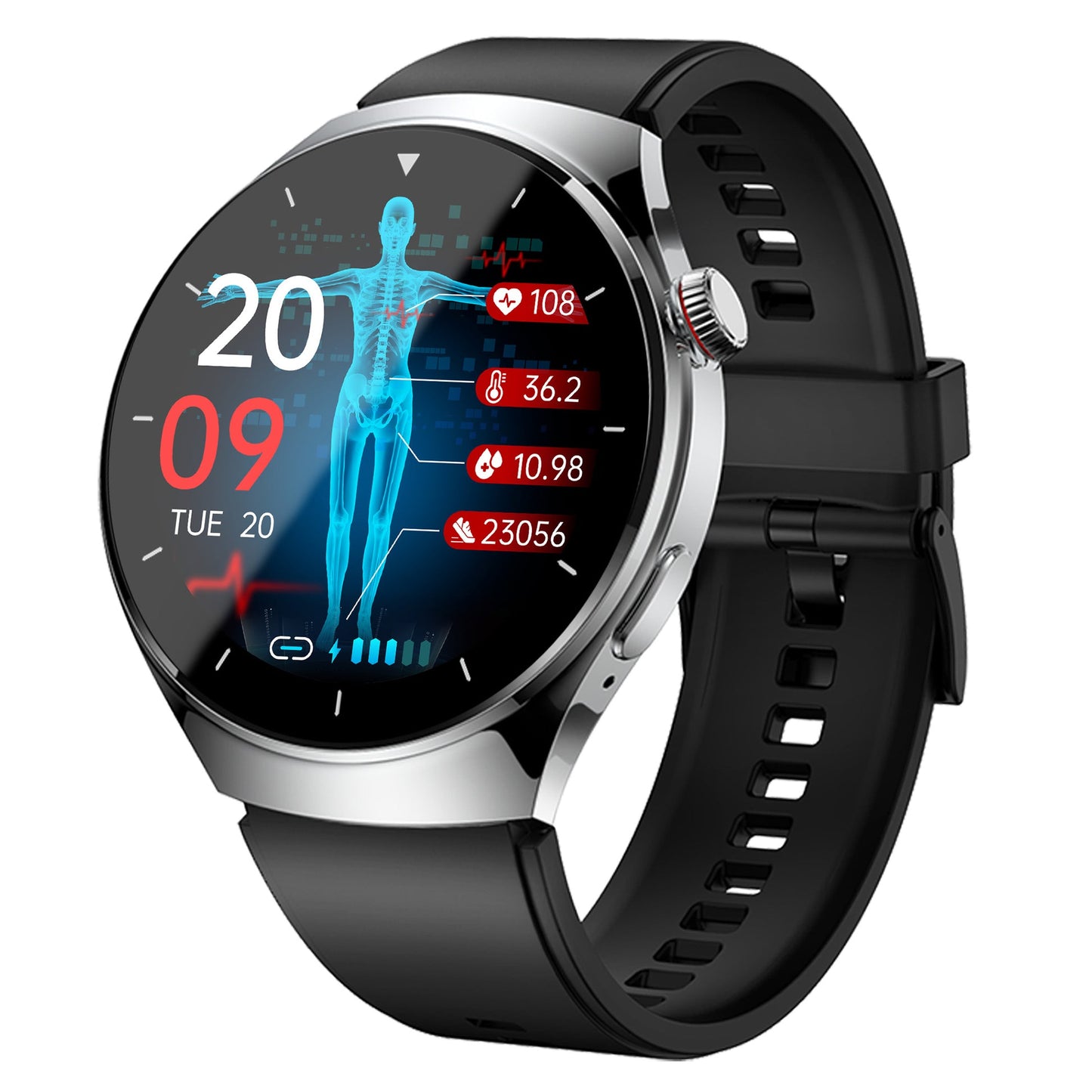 One-click Blood Pressure Blood Sugar ECG/EKG HRV Heart Rate Monitor Health Smart Watch