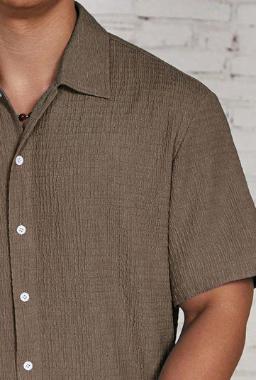 Men's Casual Cotton Short Sleeve Button-Up Shirt