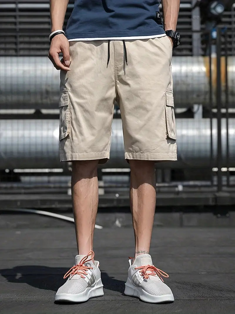 Relaxed Fit Cargo Shorts with Elastic Waist