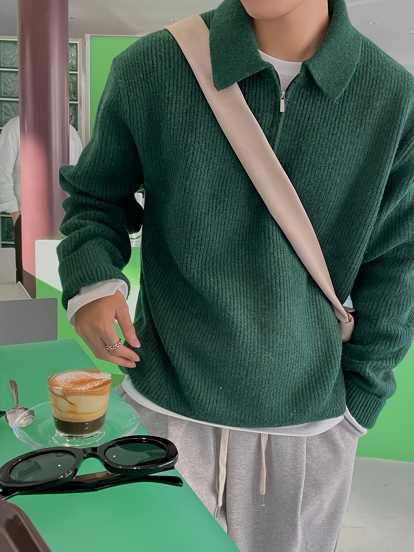 Warm Quarter Zip Mens Fleece Sweater - OutfitLondon