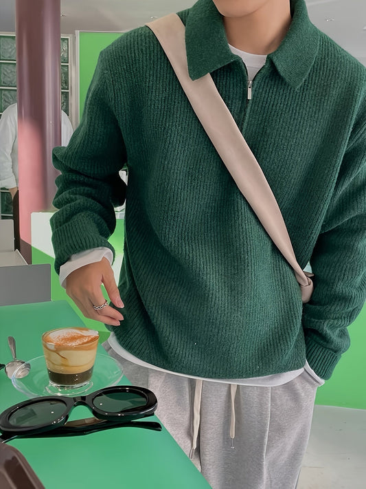Warm Quarter Zip Mens Fleece Sweater - OutfitLondon