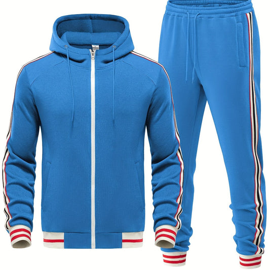 Sporty 2-Piece Hoodie Tracksuit Set for Men - OutfitLondon