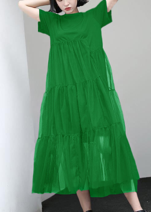 Plus Size Maternity Trapeze Dress Green Cotton Breathable - OutfitLondon