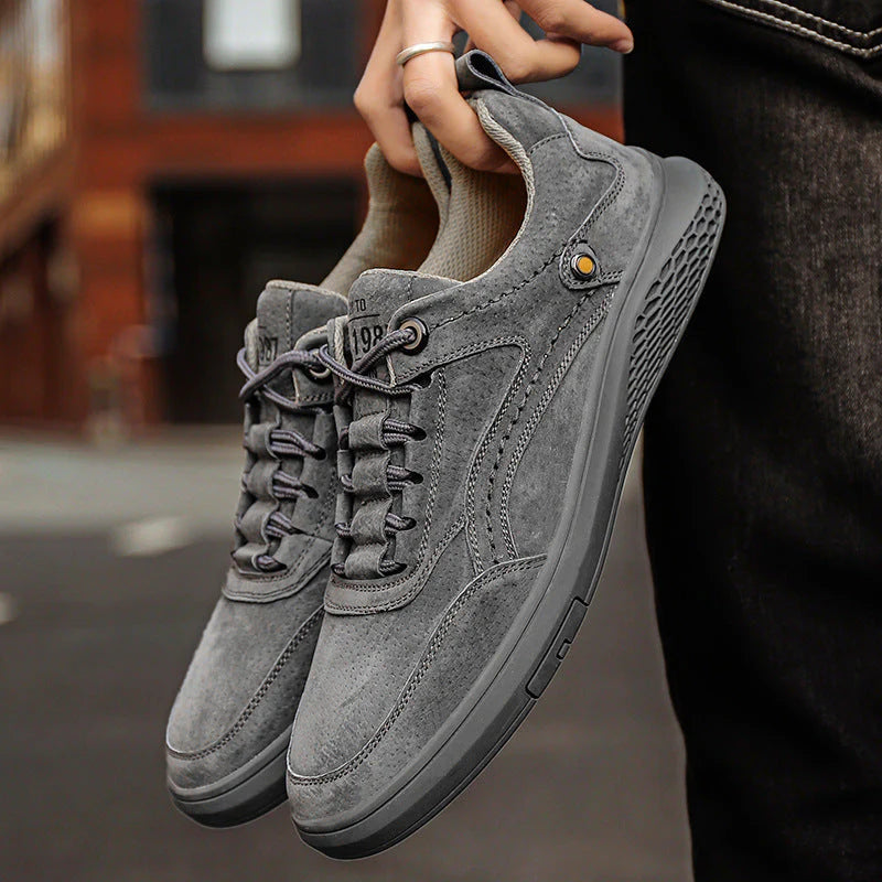 Men's Suede Sneakers with Lace-up Closure and Padded Insole
