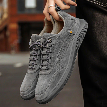 Men's Suede Sneakers with Lace-up Closure and Padded Insole