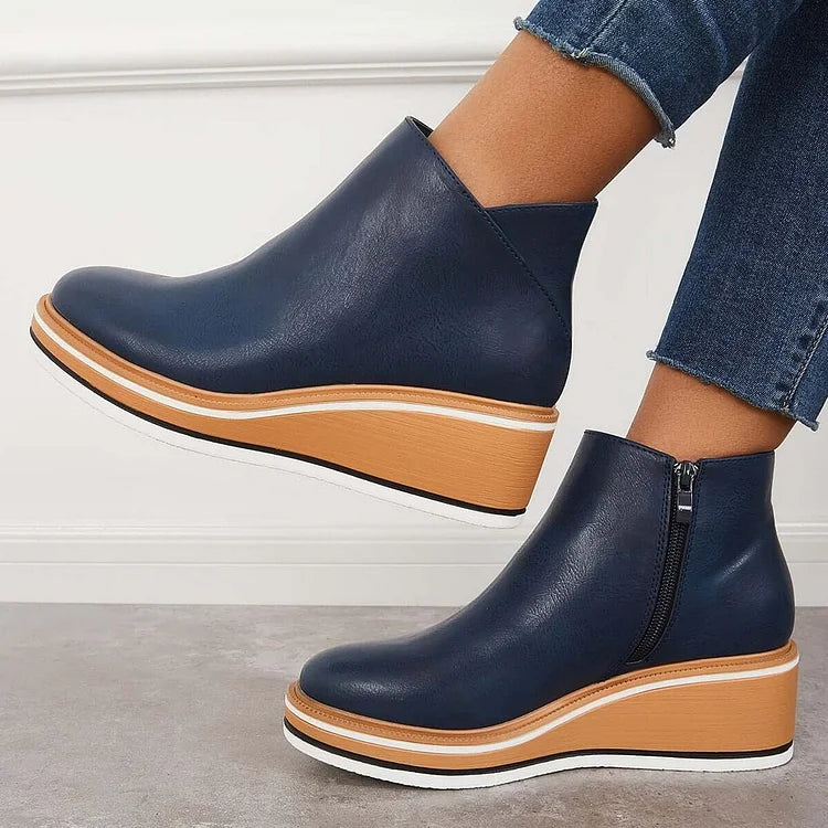 Fashionable Ankle Boots with Side Zipper