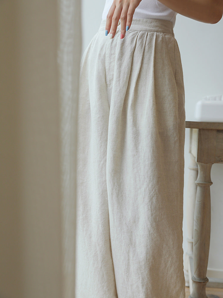 Women's Casual High Waist Wide Leg Cotton Pants