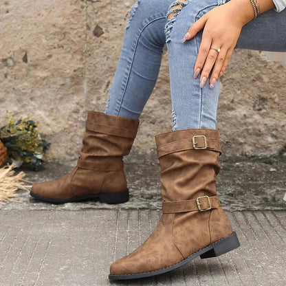 Soft Synthetic Leather Ankle Boots for Women