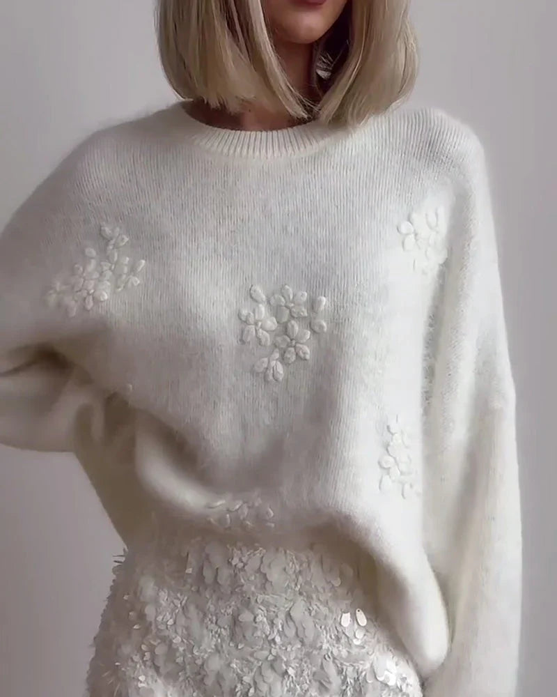 Pretty Floral Crew Neck Sweater