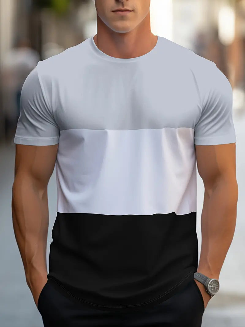 Fashionable Color Block Short Sleeve Tee