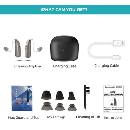 Rechargeable Behind Ear Hearing Aids, Bluetooth with App Control