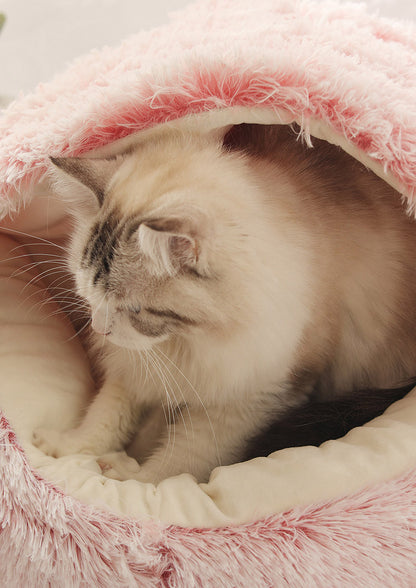 Fluffy Plush Cave Cat Bed