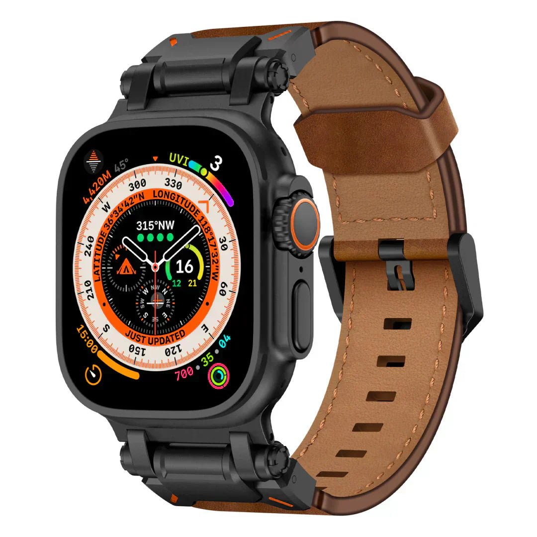 Genuine Leather Strap for Apple Watch with Silver Buckle