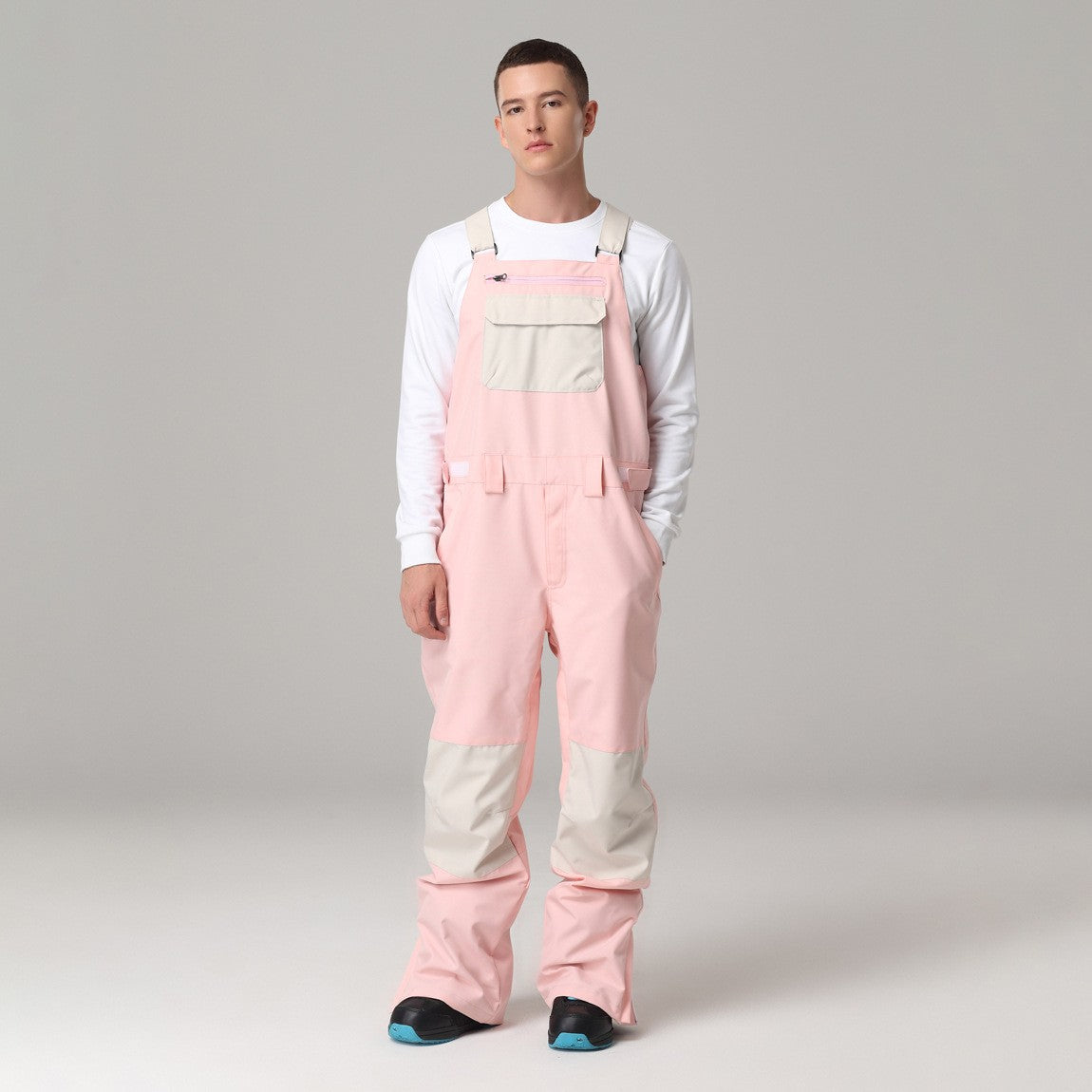 Unisex Windproof Contrast Color Ski Bib Pants