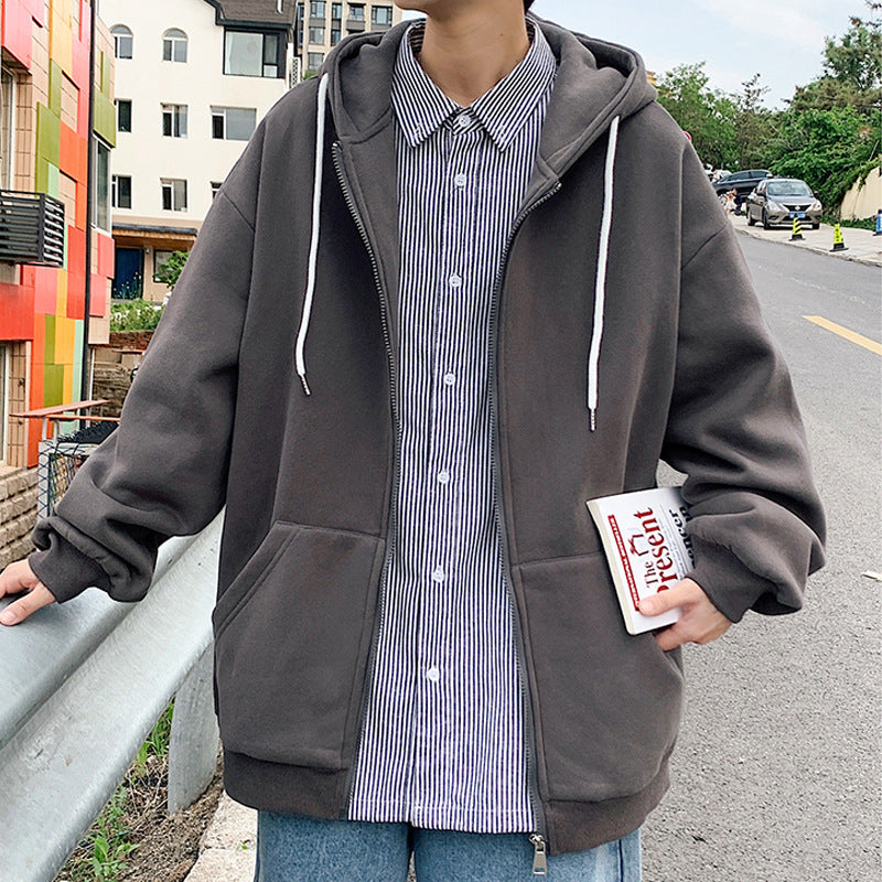 Men's Casual Cotton Zip-Up Hoodie