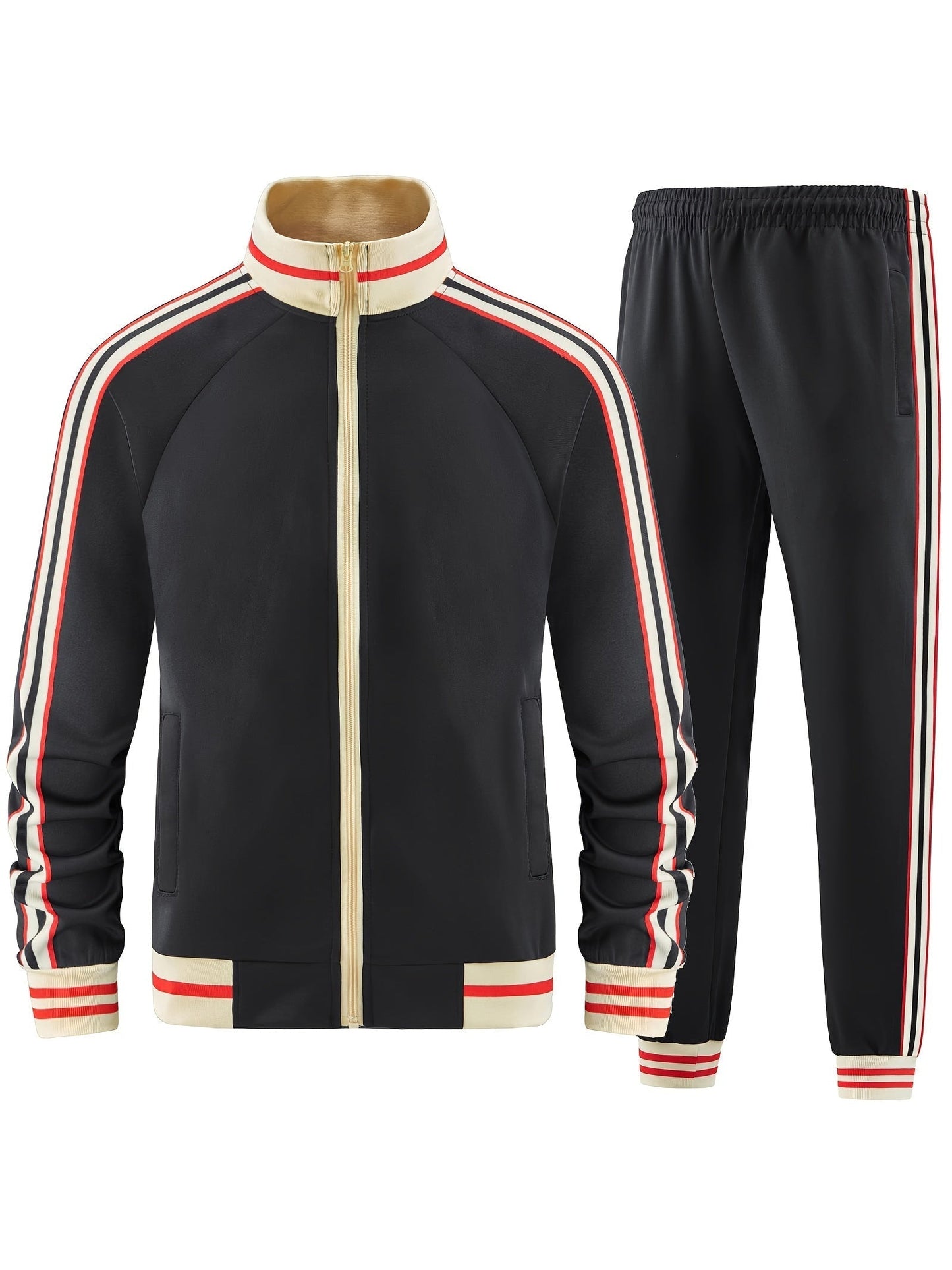 Relaxed Fit Men's Zipper Tracksuit Set