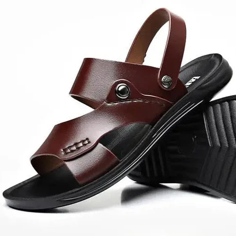 Men Cushioned Leather Sandals