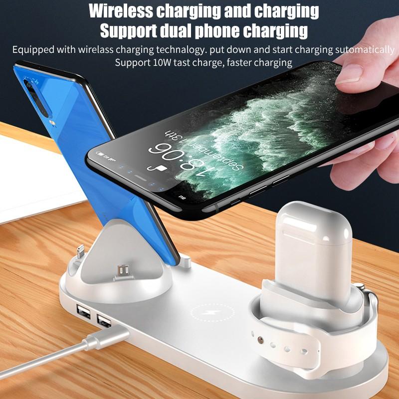 6 In 1 Wireless Charger For IPhone/Android/Type-C