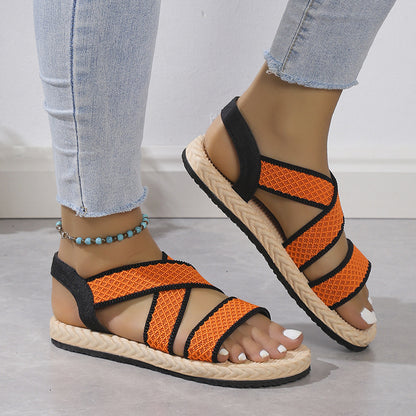 Women's Orthopedic Stretch Sandals Cork Espadrille Roman Sandals